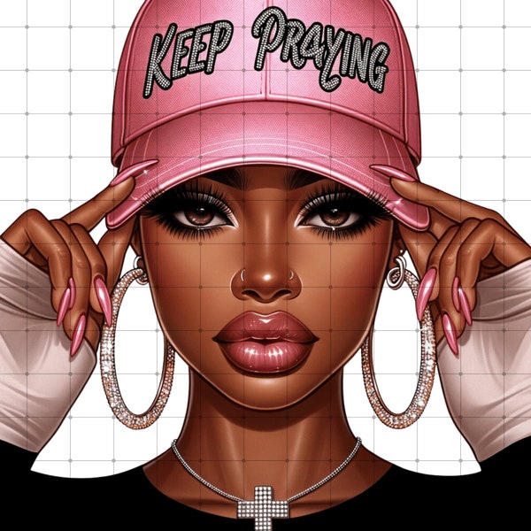 Beautiful  Black Girl Magic/Melanin Black Woman PNG Afro Fashion Clipart -  for Planner-shirt, Tumbler, and Sublimation Project/keep praying