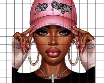 Beautiful  Black Girl Magic/Melanin Black Woman PNG Afro Fashion Clipart -  for Planner-shirt, Tumbler, and Sublimation Project/keep praying