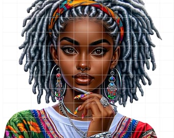 Abstract Black Girl Graphic Design PNG Clipart, African American Digital Sublimation PNG, Black Women Wall Art/Locs png/Png File