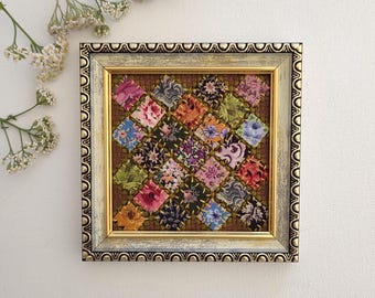 Patchwork Decor, Textile Wall Art, Patchwork Quilt Art, Small Framed Wall Quilt, Wall Hanging Summer Patchwork, Handmade Gift Rustic Home