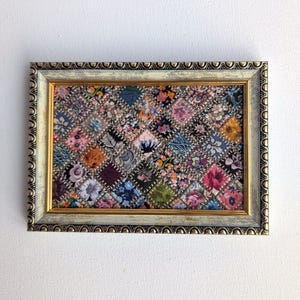 Patchwork Decor, Small Textile Art, Patchwork Wall Art, Country Cottage Vintage Style, Cute Room Decor For Him, Mini Quilt Wall Decor