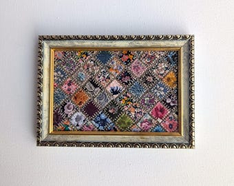 Patchwork Decor, Small Textile Art, Patchwork Wall Art, Country Cottage Vintage Style, Cute Room Decor For Him, Mini Quilt Wall Decor