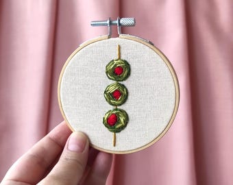 Cocktail Olive, Embroidery Olive Skewer, Cocktail Sticks With Olives, Textile Art Olive Martini, Cocktail Bar Cart Decoration 3 Inch