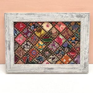 Patchwork Decor, Unique Handcrafted Fabric Collage, Vintage Style Patchwork Quilt ,Contemporary Fabric Collage, Wall Hanging Farmhouse Decor