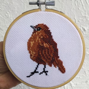 Sparrow Embroidered Bird, Bird Home Wall Decor, Ready Bookshelf Decoration, DIY Cross Stitch, Bird Decor for Handmade , Gift for Bird Lovers