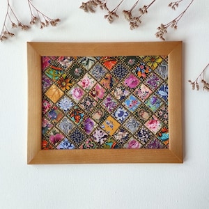 Textile Wall Art, Multicolor Patchwork Wall Decor, Textile Art Wall Hanging, Colorful Modern Art, , Abstract Texture, Diamond Shape