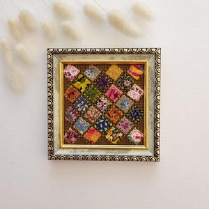 Patchwork Decor, Textile Wall Art, Patchwork Quilt Art, Small Framed Wall Quilt, Wall Hanging Summer Patchwork, Handmade Gift Rustic Home
