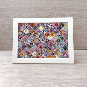 Patchwork Quilt Wall Art, Modern Textile Wall Art, Colorful Floral Fabric Collage, Сute Rustic Сottage Room Decor, Cottagecore Decor