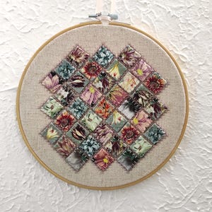 Abstract Textile Wall Hanging, Multicolor Patchwork Decor, Textile Art Wall Hanging, Colorful Modern Art, Abstract Texture, Diamond Shape