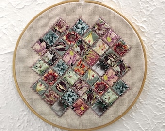 Abstract Textile Wall Hanging, Multicolor Patchwork Decor, Textile Art Wall Hanging, Colorful Modern Art, Abstract Texture, Diamond Shape