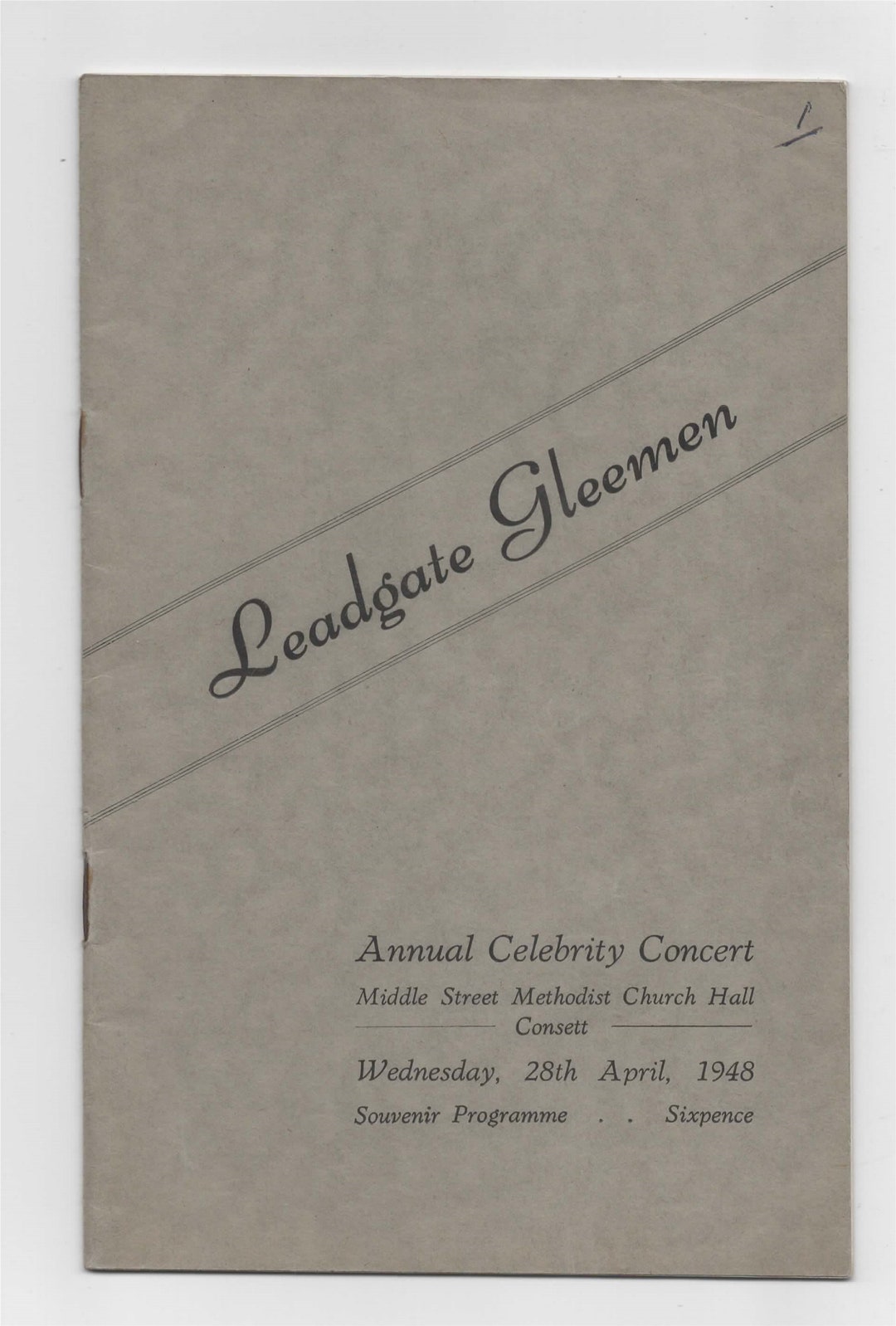 Signé - Concert annuel de célébrités Leadgate Gleemen en avril 1948 ...