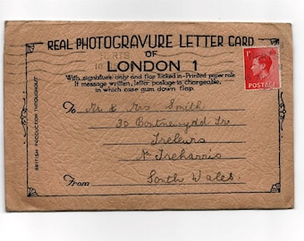 Real Photogravure Letter Card of London. (six views) dated 1937.