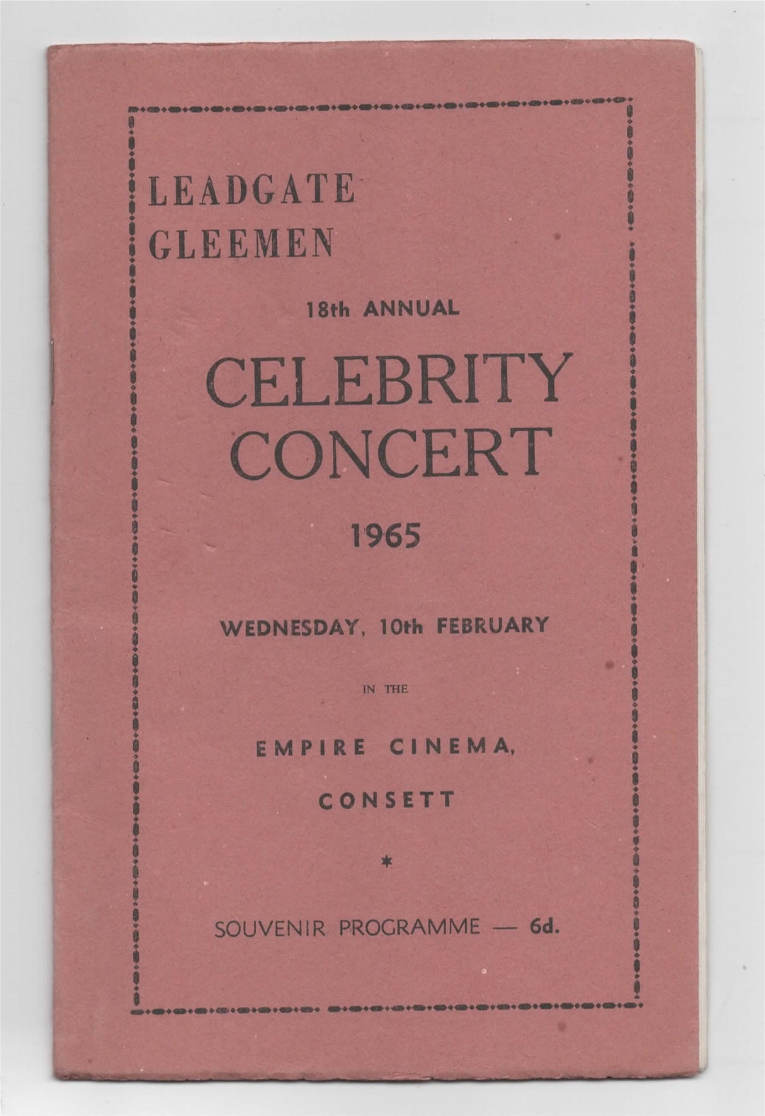 Gleeman Signed - Leadgate Gleeman 18th Celebrity Concert February 1965. Empire ...
