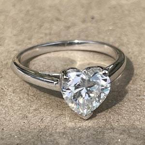 2CT Heart Shape Moissanite Engagement Ring , 14k white Gold Ring For Women/ Anniversary Gift Ring/ Valentine Gift Ring ,Wedding Ring Women