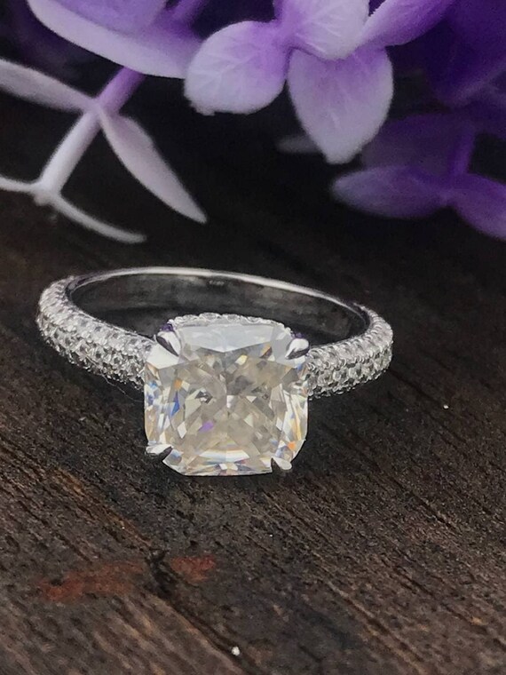CT Cushion Cut Moissanite Diamond Engagement Wedding
