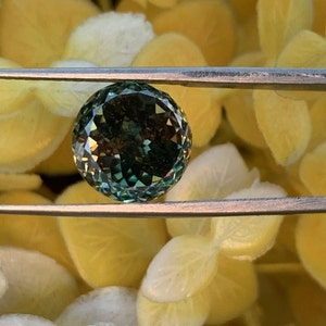 Antique 4.43 CT Portuguese Cut Cyan Blue Loose Moissanite for Engagement Ring, Wedding Ring, Unique Color Moissanite for Diamond Alternative