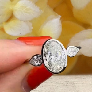 Ovaler Verlobungsring Goldring Silberring Versprechenring Diamantring Simulantring Moissanite Solitärring Geschenk für Sie Stapelring