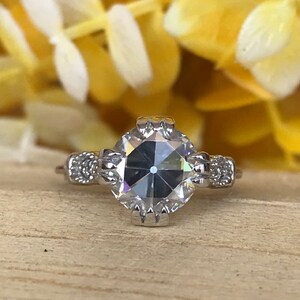 Old European Cut Moissanite Diamond Ring, Art Deco Engagement Ring/Yellow Gold Ring/Birthday Ring/ Best Engagement Ring/ Unique Gift foo her
