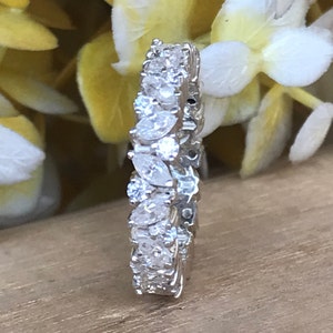 14K White Gold Marquise Cut Full Eternity Band , Full Eternity Band Anniversary Gift For Her Moissanite Diamonds or Simulated Matching Band