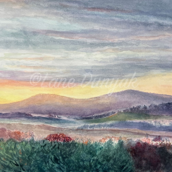 Blue Ridge Mountains Art Print, Watercolor Painting, 4x6, 5x7, 8x10, 11x14, Home Decor, Wall Art, Gift Idea, Mother's Day Gifts