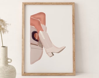 Cowgirl Boots Art Print, Western Wall Decor (Digital Download)