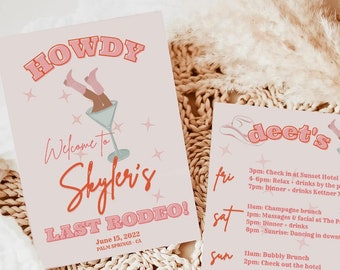 Plantilla de invitación para despedida de soltera estilo vaquero, fiesta de rodeo vaquera (Editable, PDF)