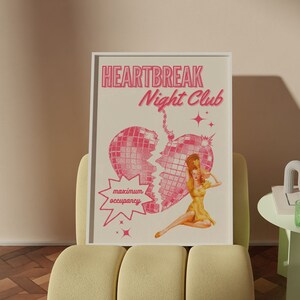 Heartbreak Disco Poster, Girly Dorm Room Decor (Digital Download)