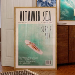 Vitamin Sea Print: Retro Coastal Surf Poster, Santa Barbara Design (UNFRAMED)
