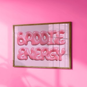 Decoración de habitación moderna con energía de villano, estampado rosa intenso, póster Y2K, estampado de habitación preppy, habitación con temática Y2K, póster de dormitorio moderno, chicle