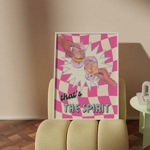 Cocktail Digitale Kunst, Funky Cocktail Druck, Pinker trendiger Barwagen, Funky Barwagen, Alkohol Drucke, Retro Bar Auto Drucke, digitaler Download