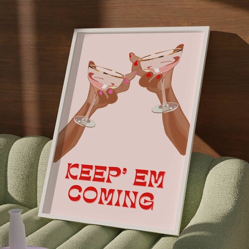 Bar Cart Print Alcohol Cheers Print Champagne Glass Etsy