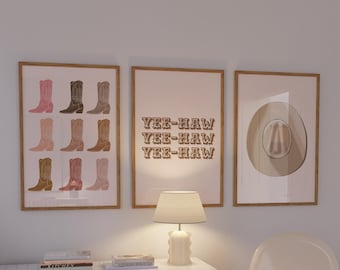 Cowgirl Boots Print Set, Western Boho Wall Art (Digital Download)