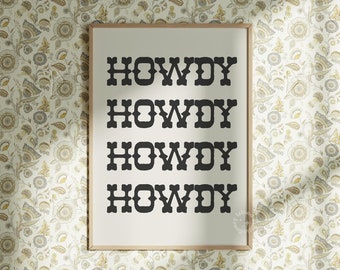 Howdy Cowgirl Art Print: Vintage Western Poster
