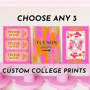 Choose Any Three College Prints, Set of 3, Custom College University Sorority Prints Wall Decor, Dorm Decor, Preppy Dorm Decor