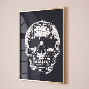 Halloween Wall art , Disco Skeleton Bar Cart Wall Art, Halloween Decor, Disco Halloween Party Decor, Instant Download