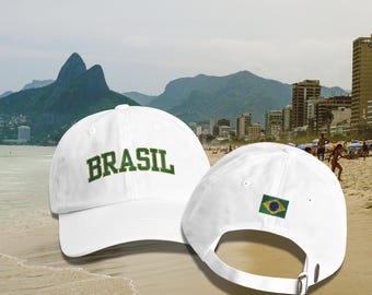 Brasil Embroidered Cotton Dad Hat, Adjustable Adult Cap