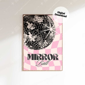 Mirror Ball Print, Funky Prints, Mirror Ball Groovy Posters, Dorm Room Decor, Disco ball Poster, Mirror ball Wall Art