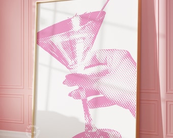 Pink Martini Cocktail Print: Funky Bar Cart Decor (UNFRAMED)