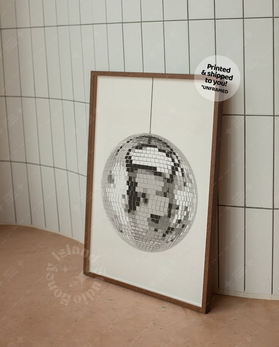 Poster Sur Toile Disco Boule Années 70 - Décoration Murale 30x45 Cm Sans Cadre