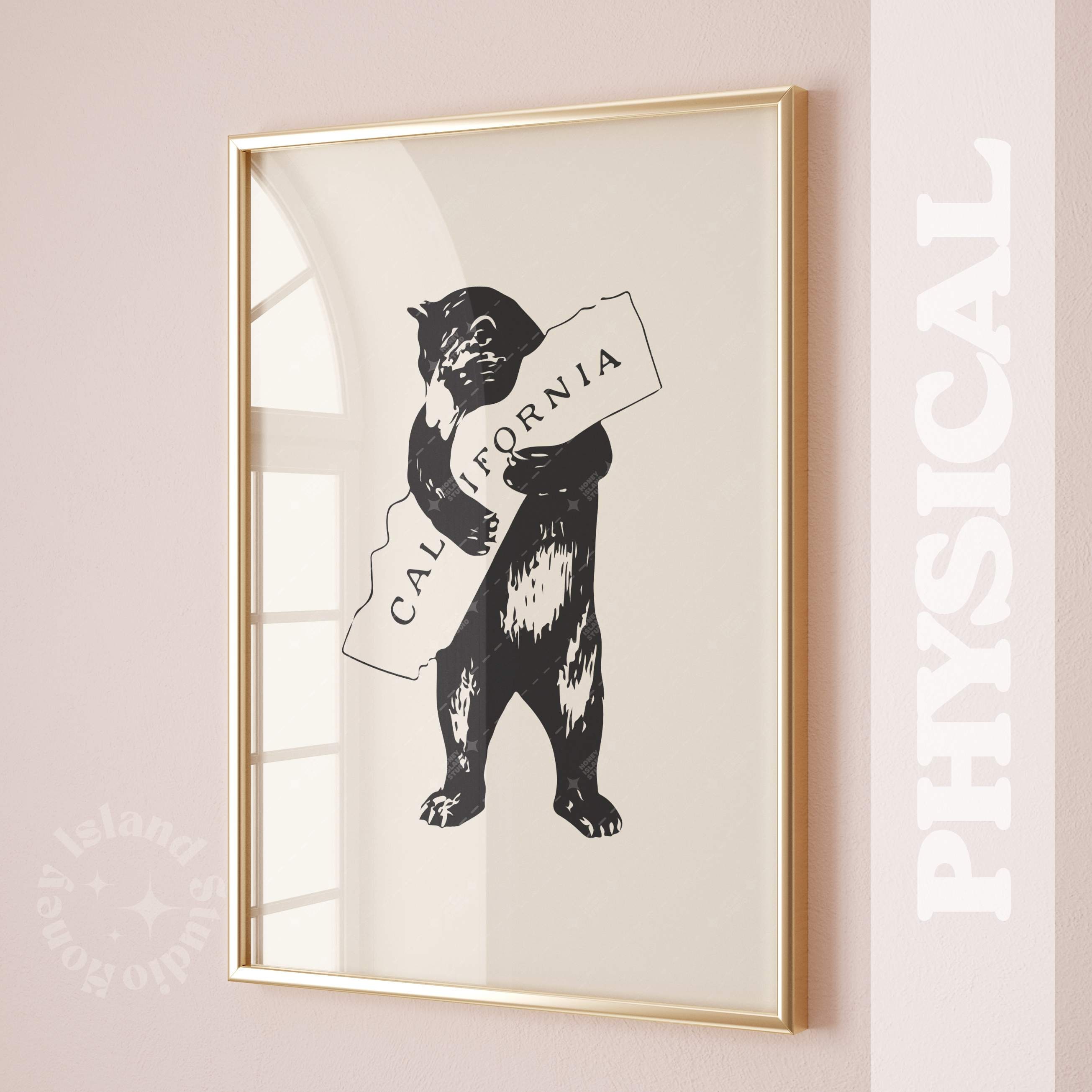 California Bear Hug Print, Retro California Bear Hug, California Bear Poster, Surf Art Poster, Bear Hugging California