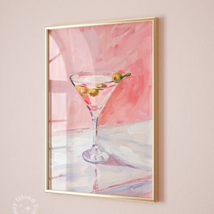 Martini print cocktail martini bar winkelwagen decor preppy slaapzaal decor alcohol retro muurkunst trendy prints funky interieur - digitale download