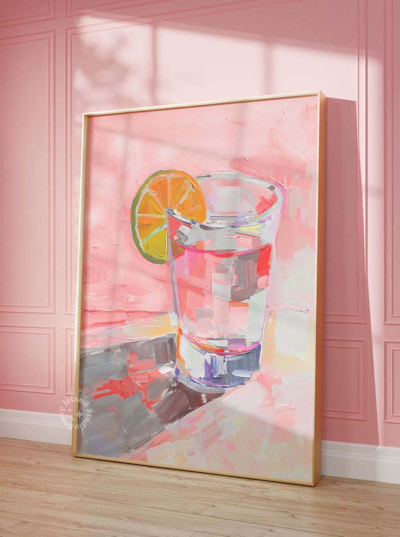Tequila print tequila shot bar cart decor preppy dorm decor alcohol retro wall art trendy apartment maximalist funky home decor UNFRAMED
