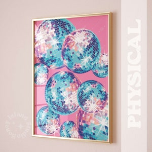 Discokugel Print, trendige Wandkunst, Indie Wanddekor, funky Posterdruck, Girly Wandkunst, Disco Wandkunst, glänzendes Wohnheimdekor, Disco Ball