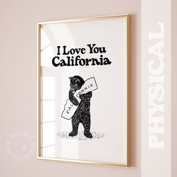 California Bear Hug, I Love You California Bear Hugging Map, Cute