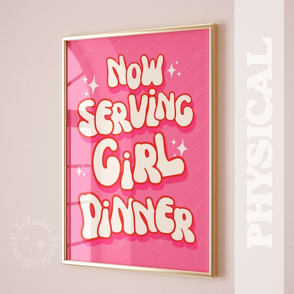 Now serving girl dinner wall art preppy prints posters aesthetic, funky girly Wall Art kitchen wall decor dorm room