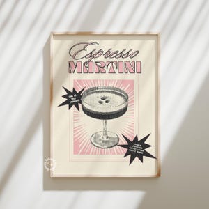 Espresso Martini Cocktail Print, Retro Martini Poster Wall Art, Digital Print, vintage alcohol print, Retro Cocktail Print DIGITAL