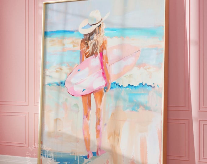 Coastal Cowgirl Surf Art Print: Beach House Decor (UNFRAMED)
