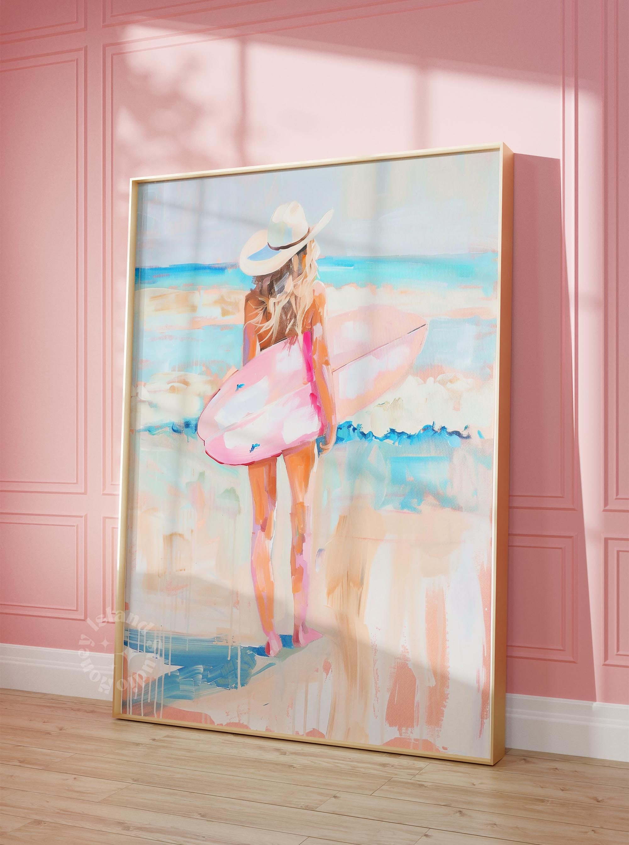 Coastal Cowgirl wall art, surf decor, beach house,  blue preppy aesthetic, cowgirl aesthetic, coastal beachy decor, howdy aloha UNFRAMED