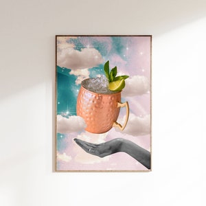Moscow Mule Print, Retro Cocktail, Bar Cart Print, Alcohol Cheers Print, Moscow Mule Vintage Printable Wall Art, Preppy Digital Download