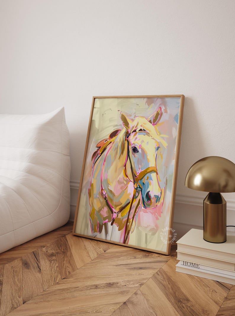 Horse Painting Wall Art, Abstract Western Print, Modern Cowgirl Poster, Ranch Style Wall Decor, Trendy Cowgirl Decor, UNFRAMED